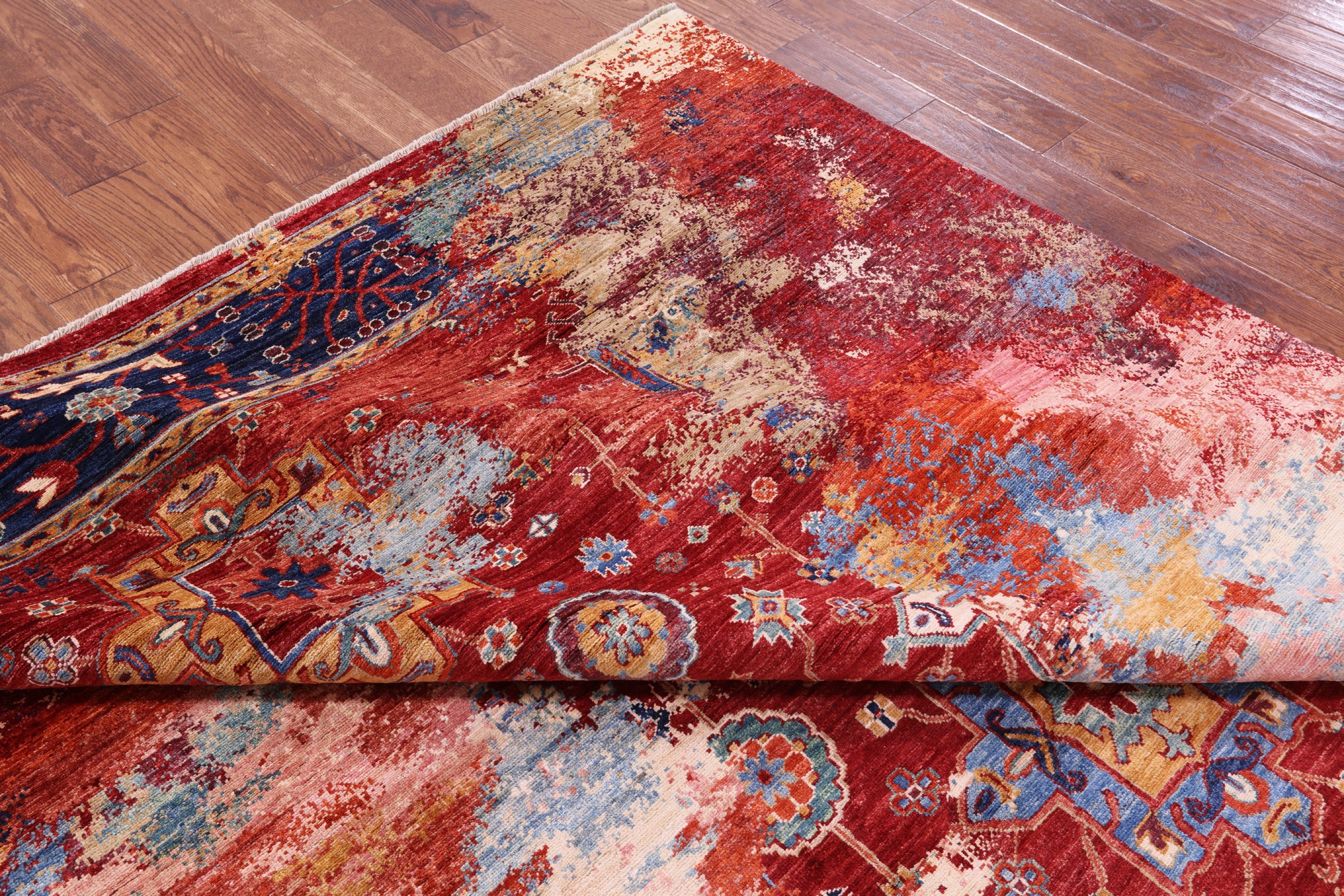Abstract Contemporary Handmade Wool Rug - 8' 0" X 9' 7" - Golden Nile