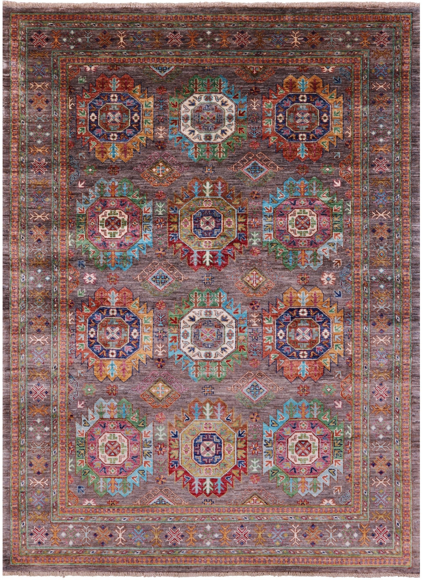 Turkmen Ersari Hand Knotted Wool Rug - 5' 1" X 7' 0" - Golden Nile