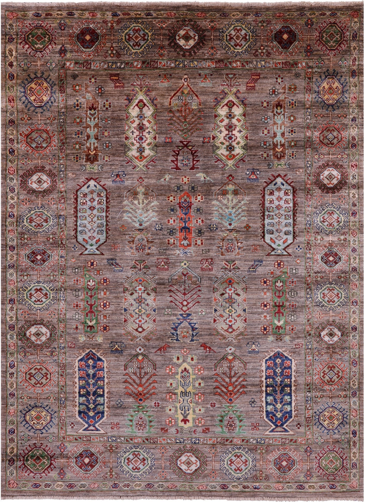 Turkmen Ersari Hand Knotted Wool Rug - 5' 0" X 6' 8" - Golden Nile