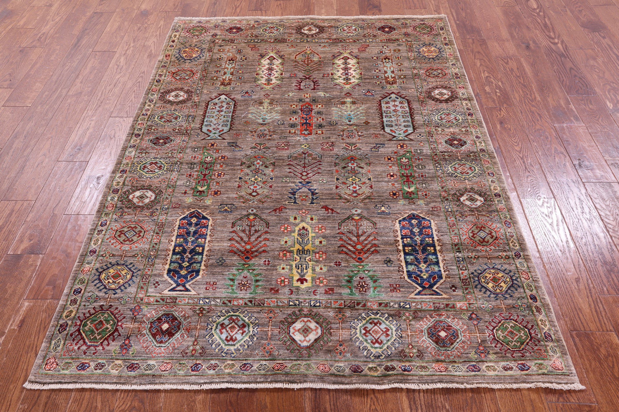 Turkmen Ersari Hand Knotted Wool Rug - 5' 0" X 6' 8" - Golden Nile