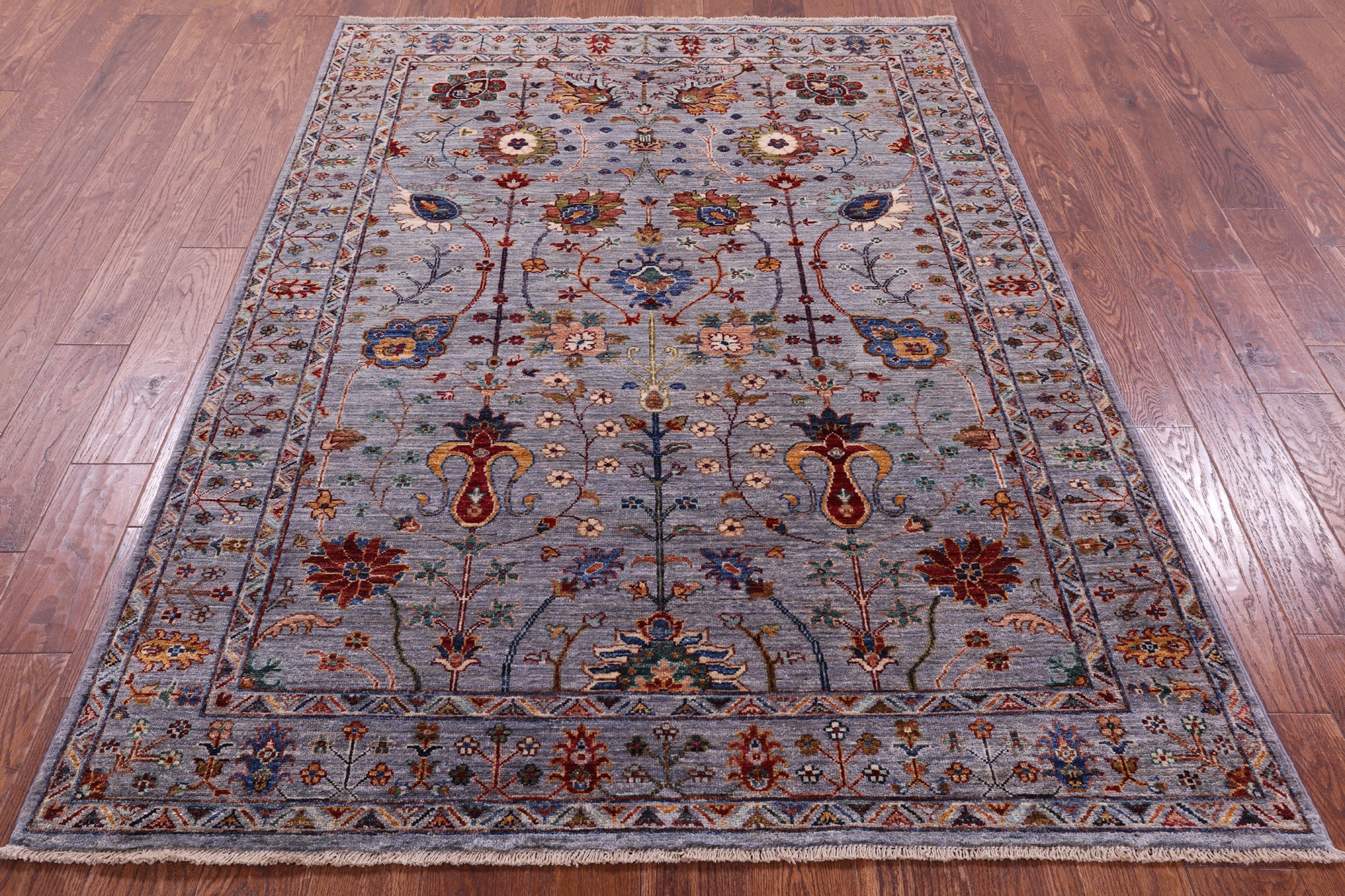 Grey Peshawar Handmade Wool Rug - 5' 0" X 7' 0" - Golden Nile