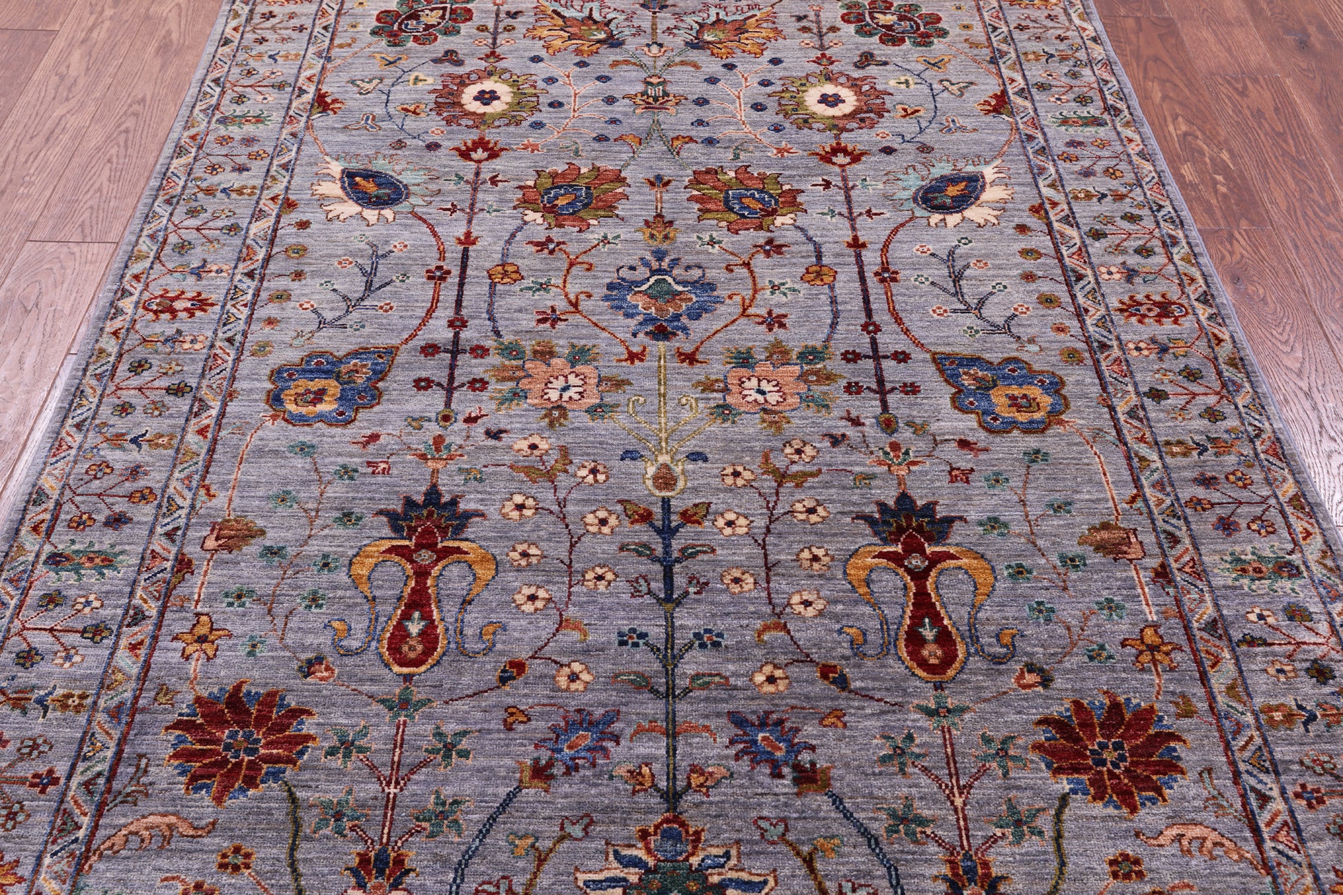 Grey Peshawar Handmade Wool Rug - 5' 0" X 7' 0" - Golden Nile