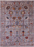 Grey Peshawar Handmade Wool Rug - 5' 0" X 7' 0" - Golden Nile