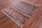 Tribal Persian Gabbeh Hand Knotted Wool Rug - 5' 1" X 6' 7" - Golden Nile