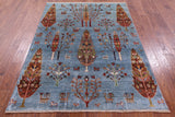 Blue Tribal Persian Gabbeh Hand Knotted Wool Rug - 4' 11" X 6' 5" - Golden Nile