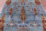 Blue Tribal Persian Gabbeh Hand Knotted Wool Rug - 4' 11" X 6' 5" - Golden Nile