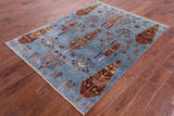 Blue Tribal Persian Gabbeh Hand Knotted Wool Rug - 4' 11" X 6' 5" - Golden Nile