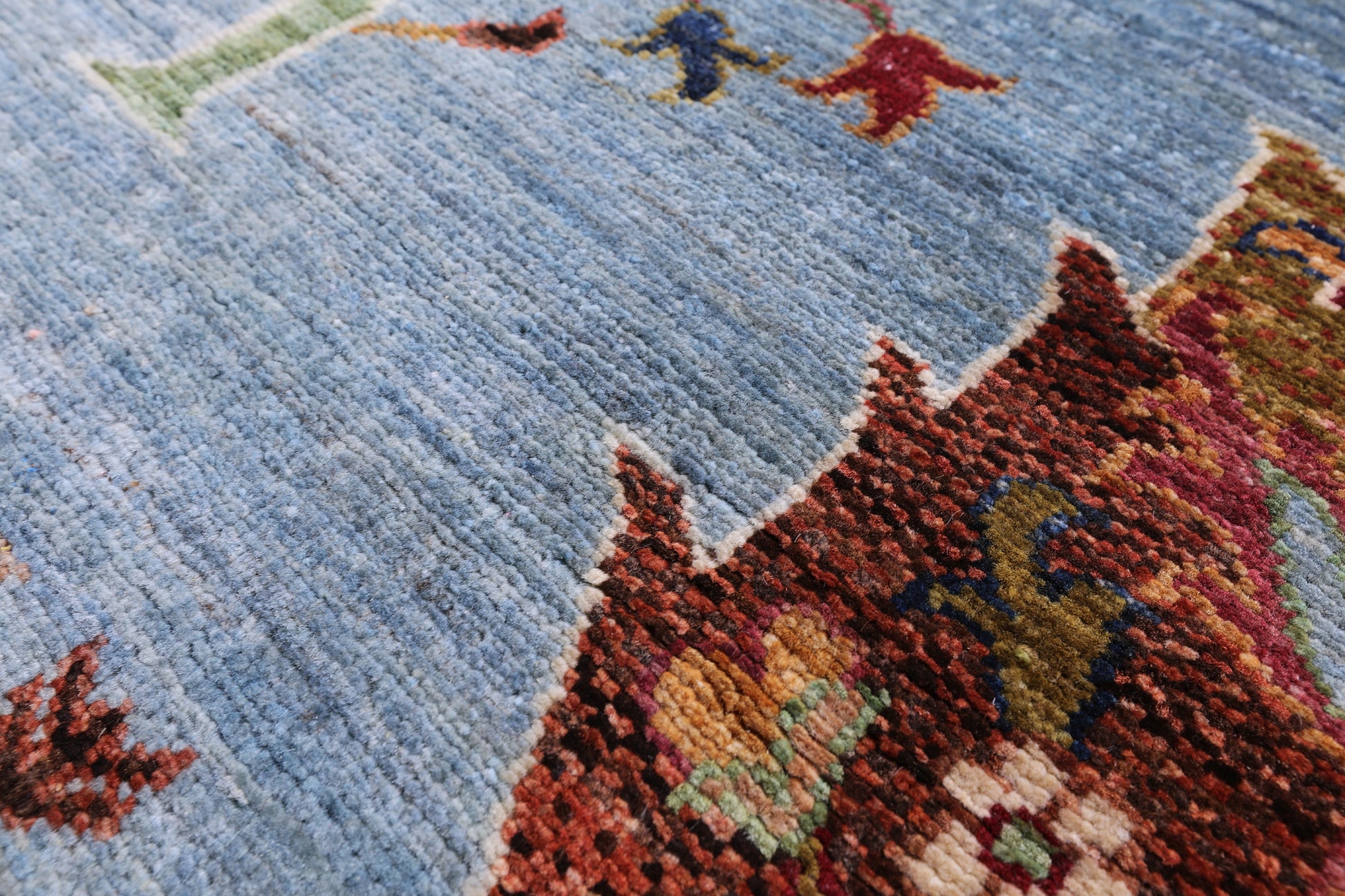 Blue Tribal Persian Gabbeh Hand Knotted Wool Rug - 4' 11" X 6' 5" - Golden Nile