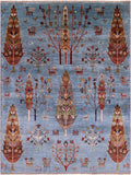 Blue Tribal Persian Gabbeh Hand Knotted Wool Rug - 4' 11" X 6' 5" - Golden Nile