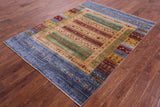 Tribal Persian Gabbeh Hand Knotted Wool Rug - 5' 1" X 6' 9" - Golden Nile