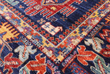 Blue Persian Fine Serapi Hand Knotted Wool Rug - 4' 0" X 5' 11" - Golden Nile