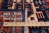 Blue Persian Fine Serapi Hand Knotted Wool Rug - 4' 0" X 5' 11" - Golden Nile