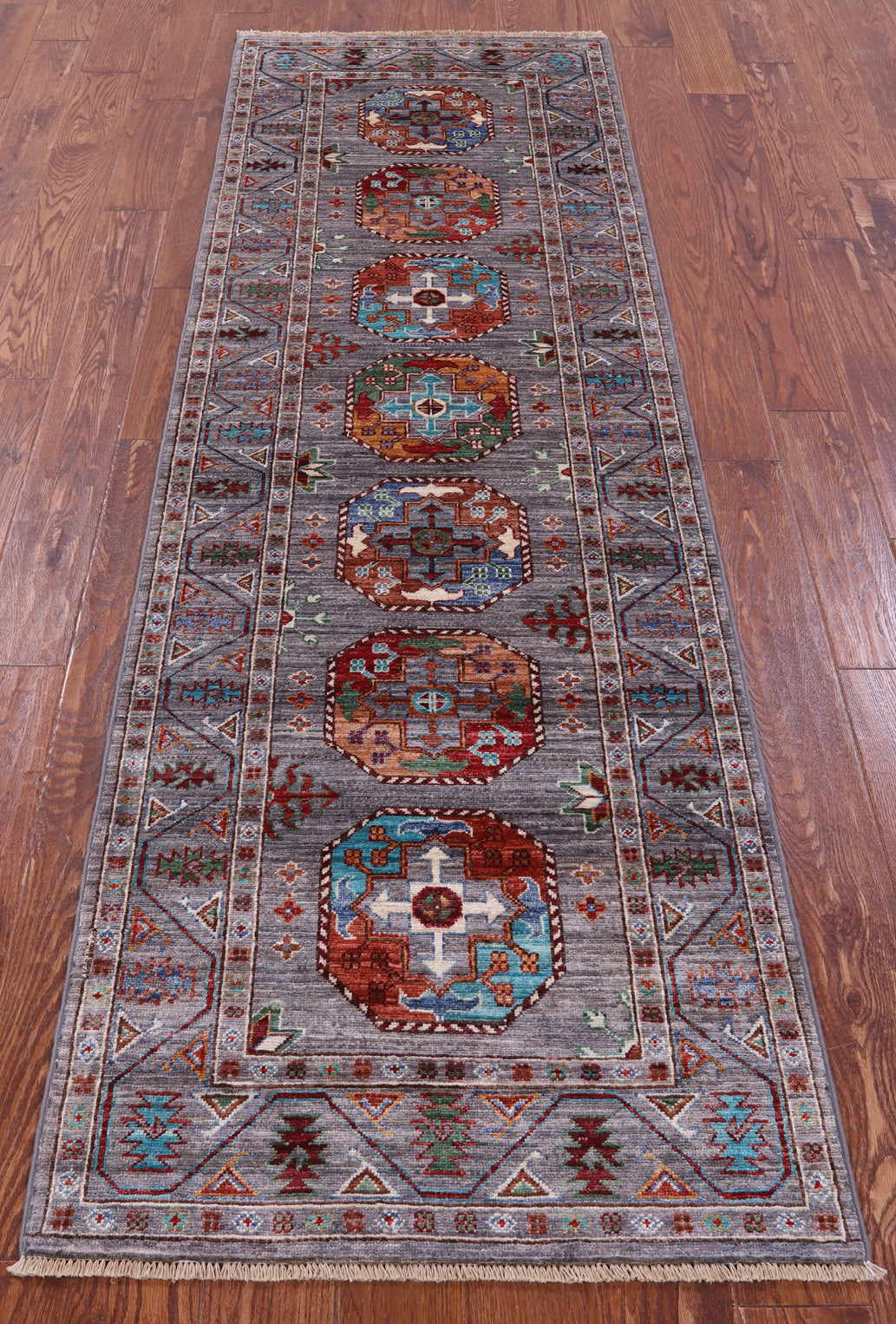 Turkmen Ersari Hand Knotted Wool Runner Rug - 2' 8" X 8' 4" - Golden Nile