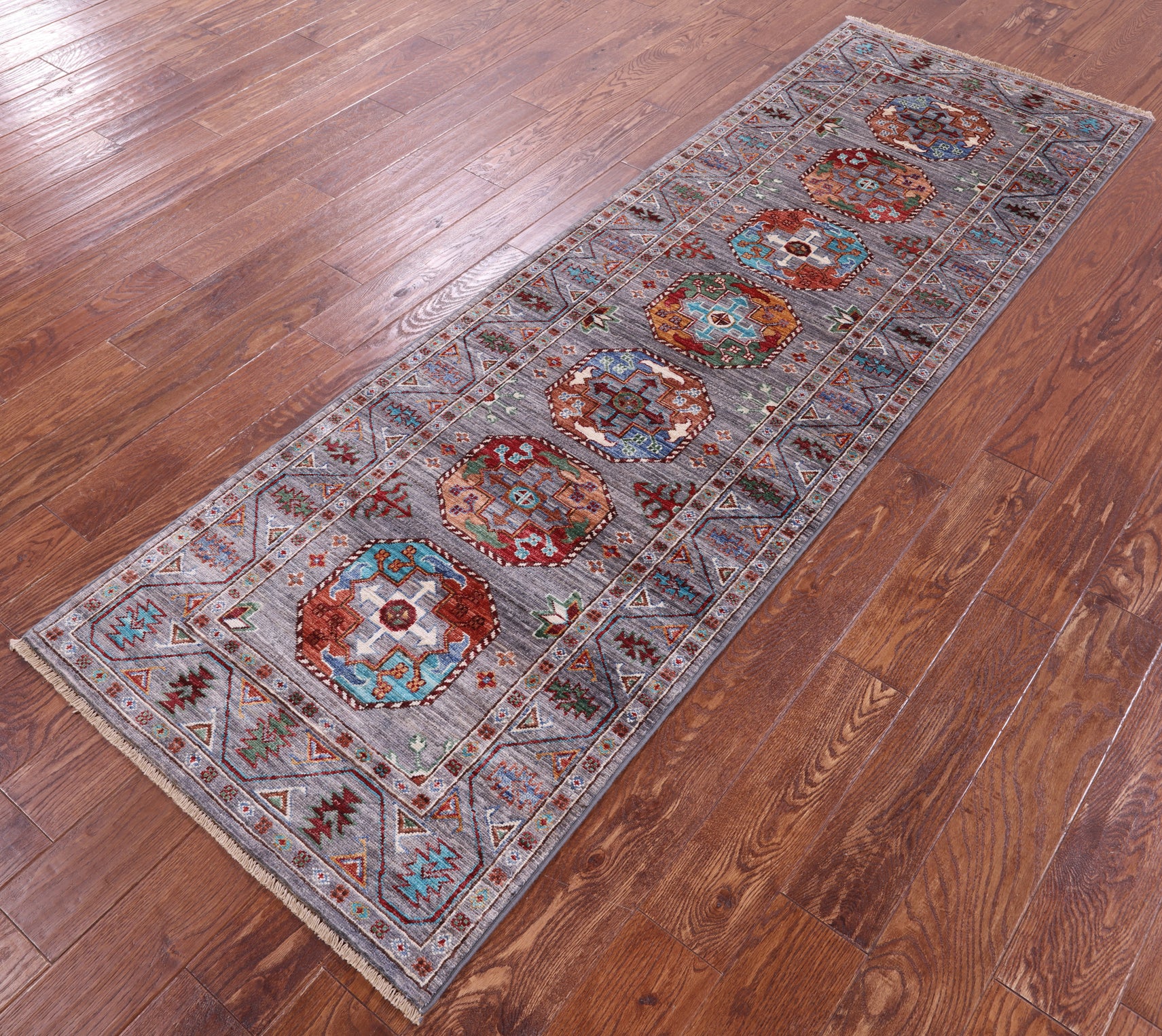 Turkmen Ersari Hand Knotted Wool Runner Rug - 2' 8" X 8' 4" - Golden Nile