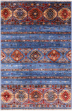 Blue Khorjin Persian Gabbeh Hand Knotted Wool Rug - 2' 8" X 4' 0" - Golden Nile