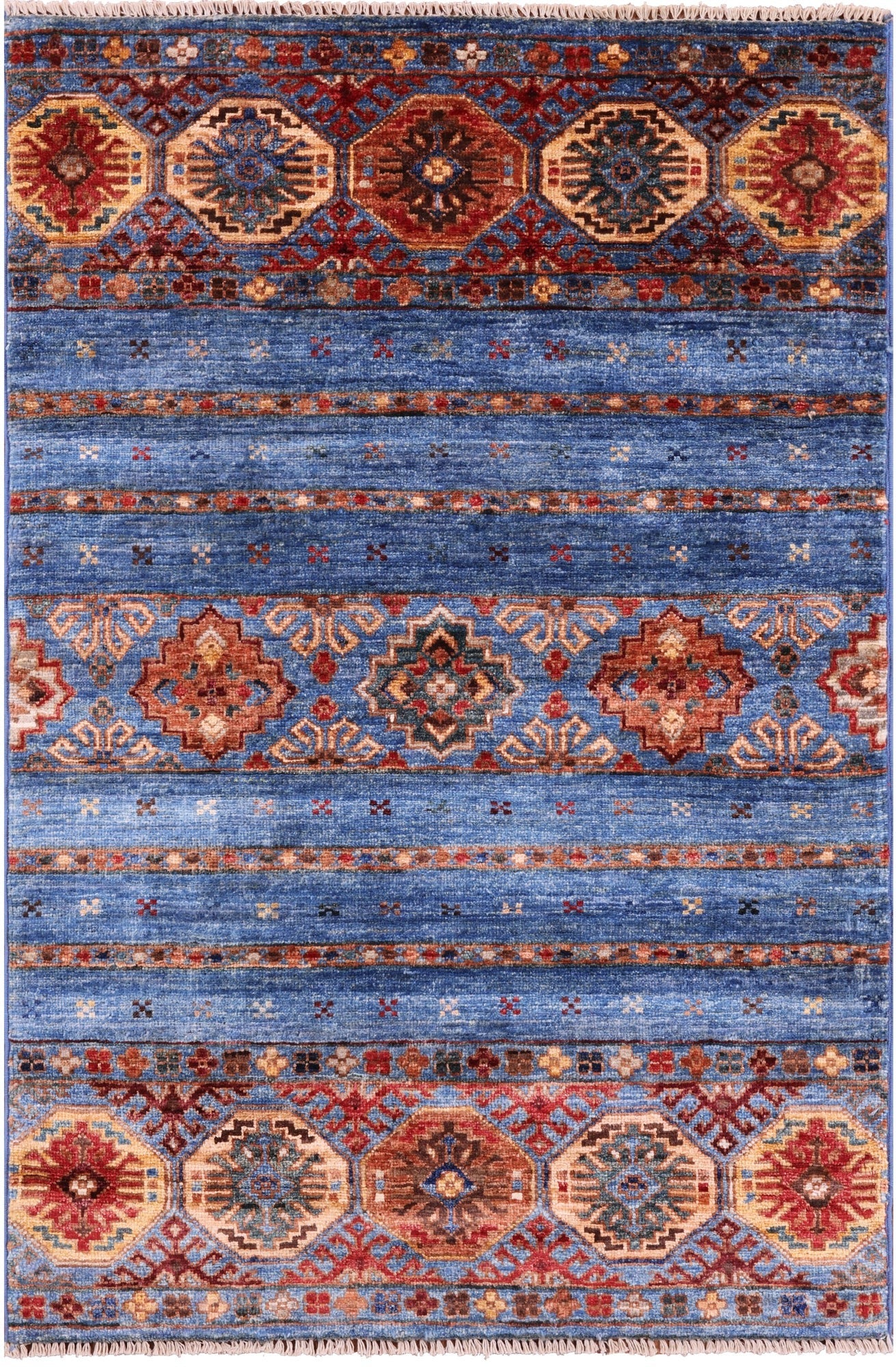 Blue Khorjin Persian Gabbeh Hand Knotted Wool Rug - 2' 8" X 4' 0" - Golden Nile