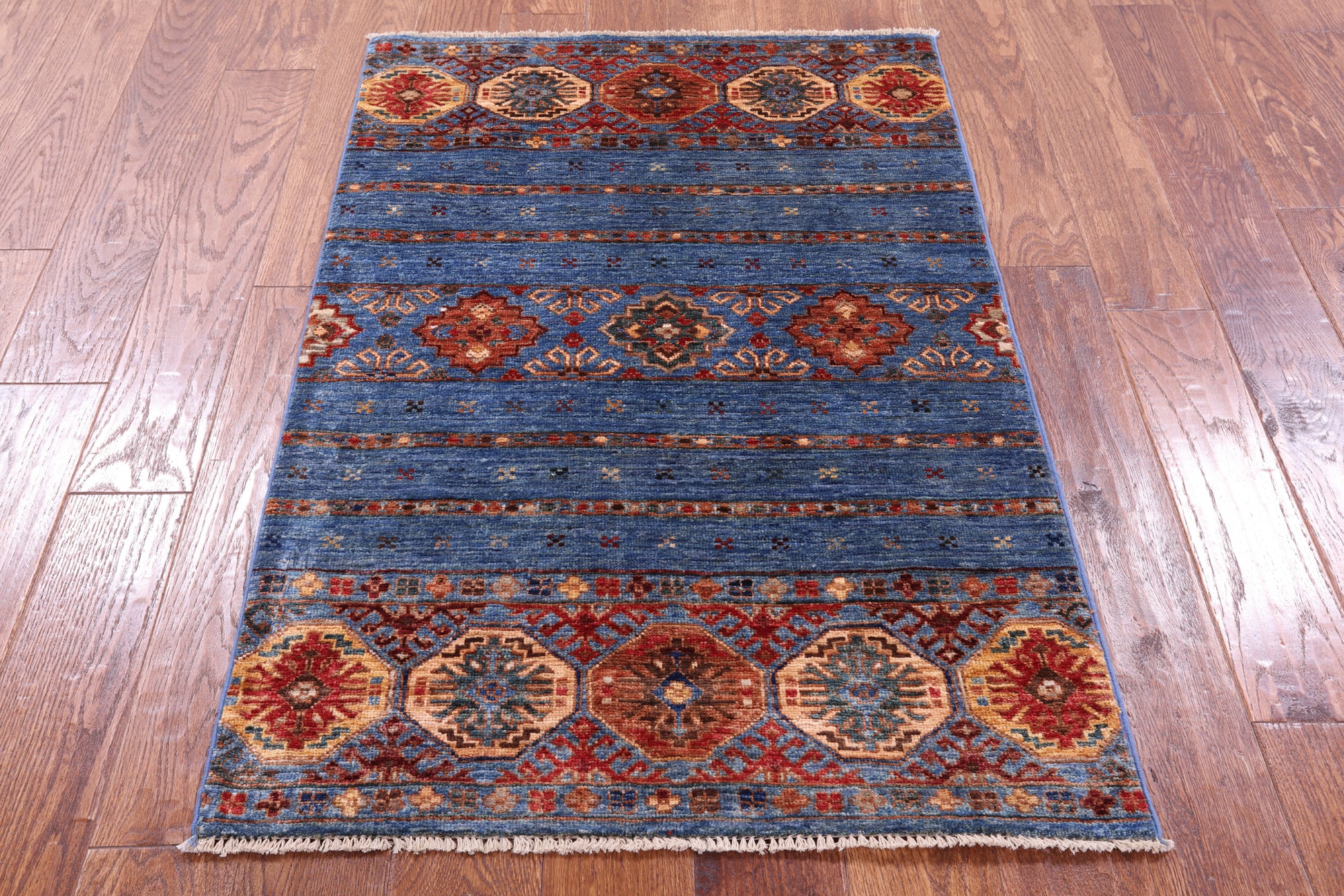 Blue Khorjin Persian Gabbeh Handmade Wool Rug - 2' 8" X 4' 1" - Golden Nile