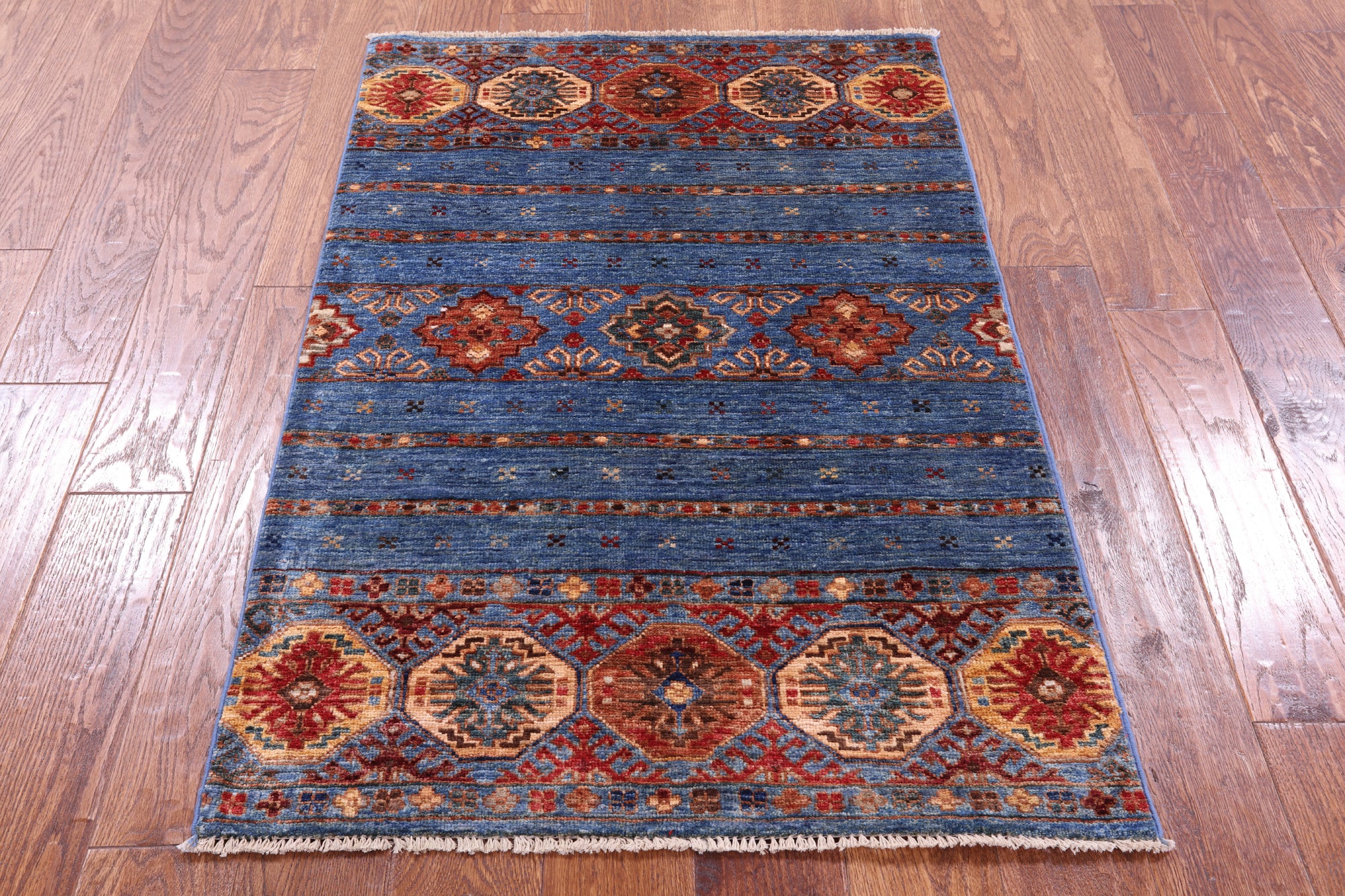 Blue Khorjin Persian Gabbeh Handmade Wool Rug - 2' 8" X 4' 1" - Golden Nile