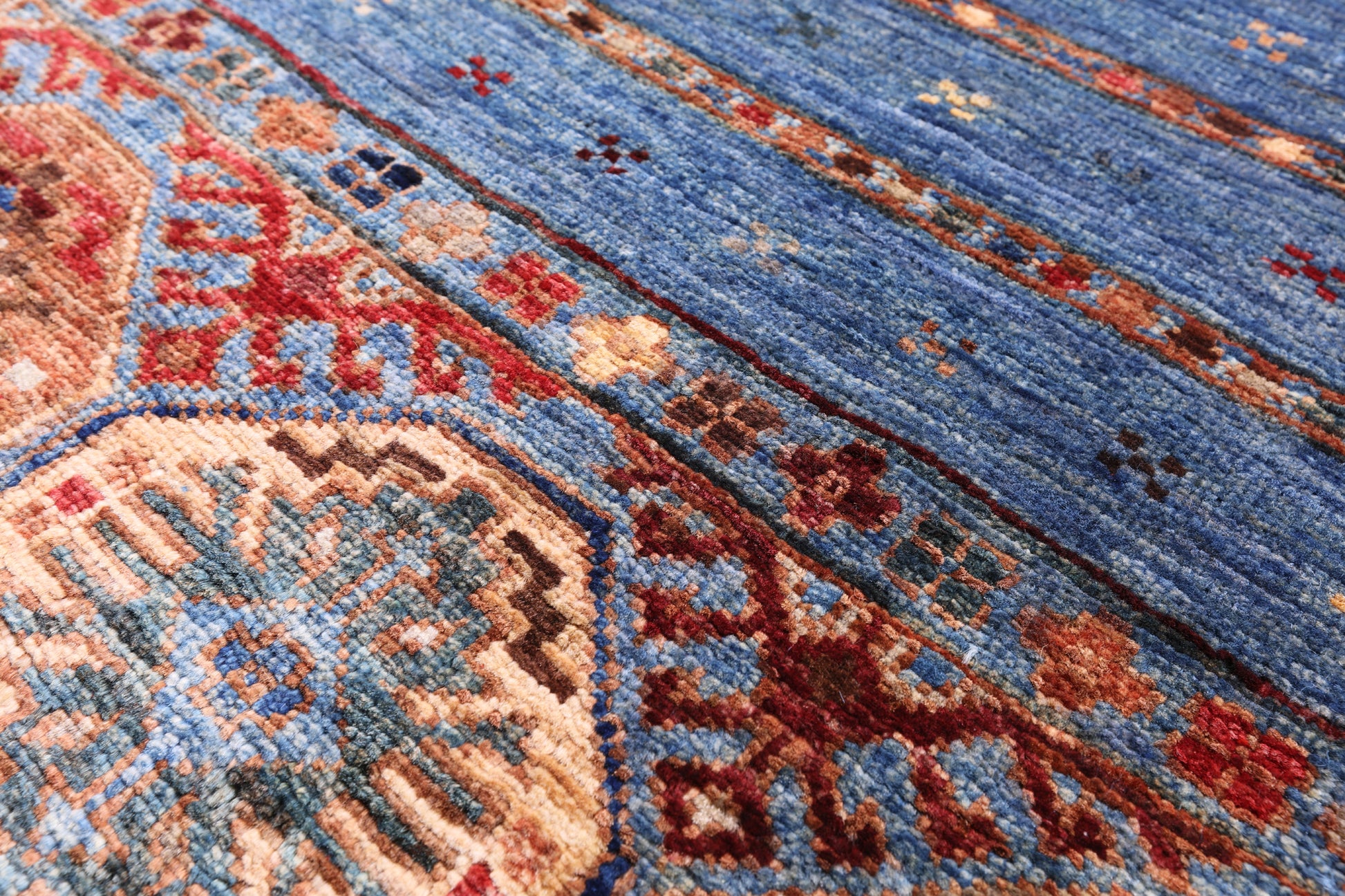 Blue Khorjin Persian Gabbeh Handmade Wool Rug - 2' 8" X 4' 1" - Golden Nile