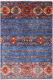 Blue Khorjin Persian Gabbeh Handmade Wool Rug - 2' 8" X 4' 1" - Golden Nile