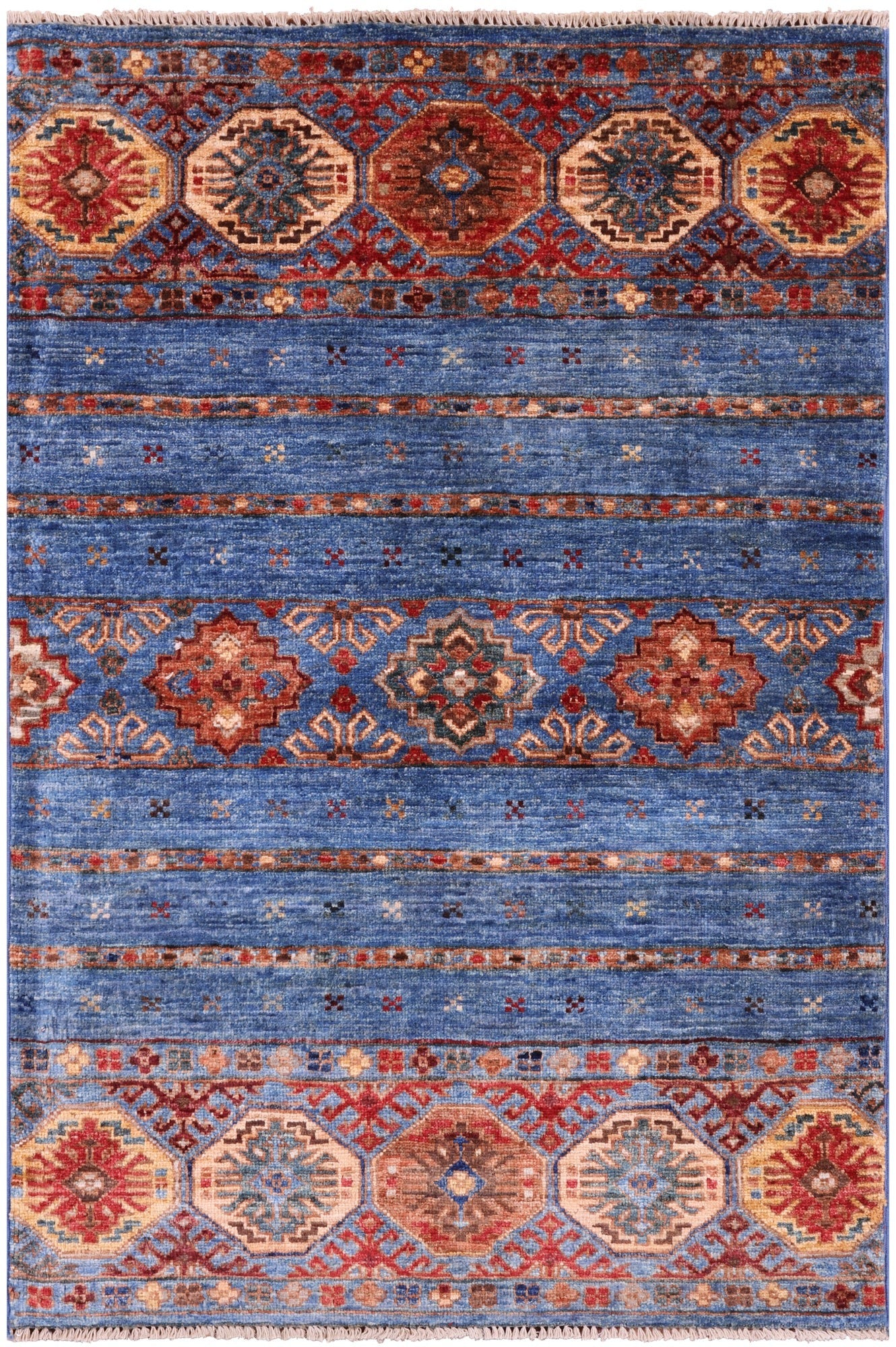 Blue Khorjin Persian Gabbeh Handmade Wool Rug - 2' 8" X 4' 1" - Golden Nile