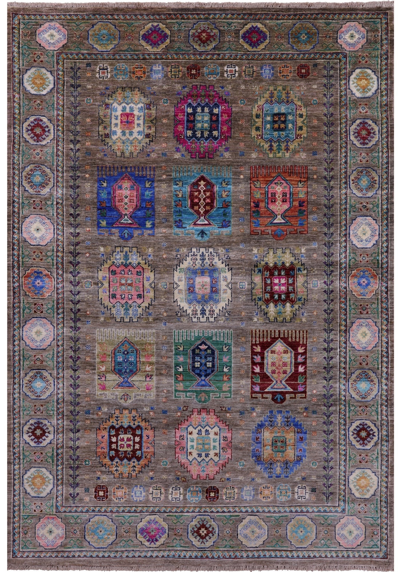Turkmen Ersari Hand Knotted Wool Rug - 5' 7" X 8' 2" - Golden Nile