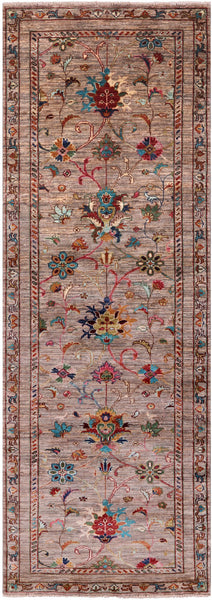 Peshawar Hand Knotted Wool Runner Rug - 2' 9" X 8' 0" - Golden Nile