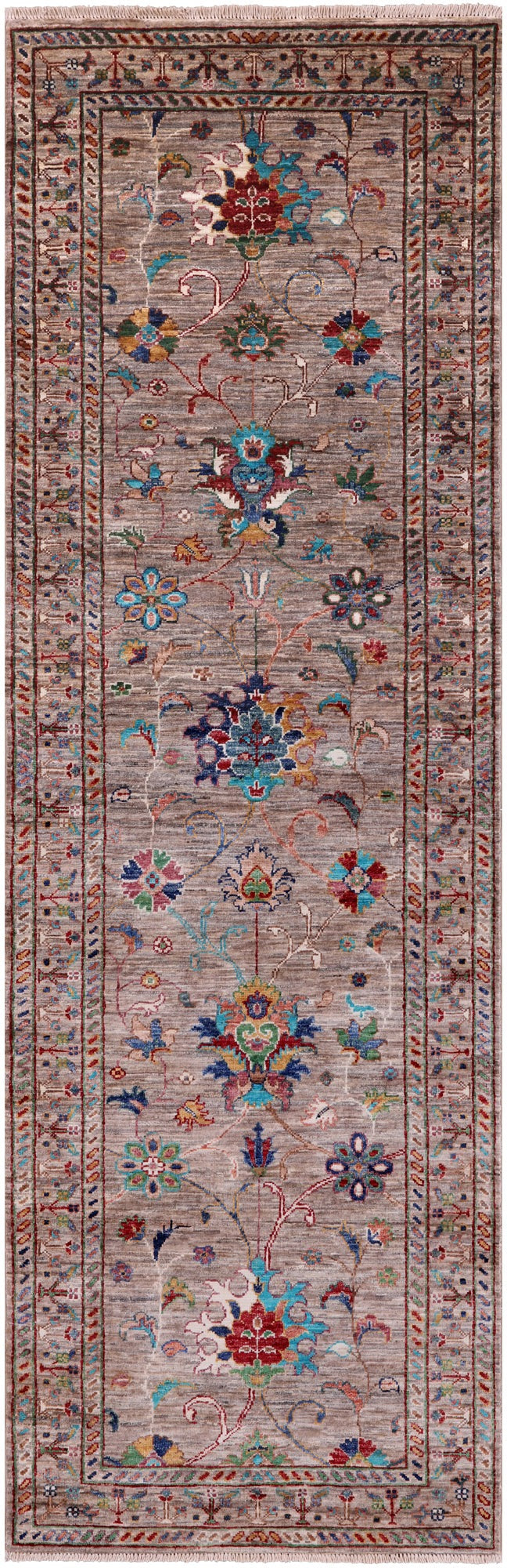 Peshawar Hand Knotted Wool Runner Rug - 2' 7" X 8' 0" - Golden Nile