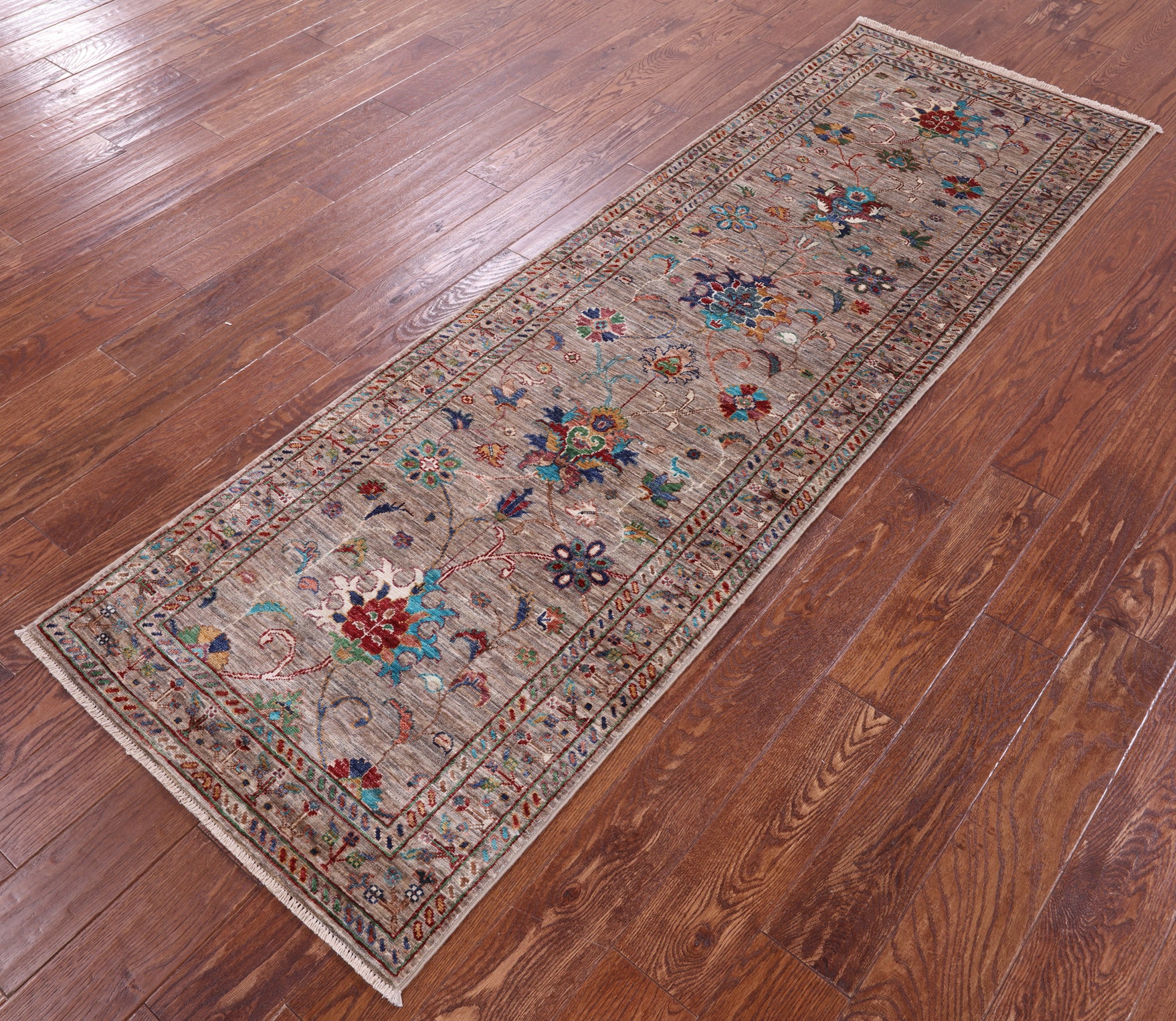 Peshawar Hand Knotted Wool Runner Rug - 2' 7" X 8' 0" - Golden Nile