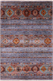 Grey Khorjin Persian Gabbeh Hand Knotted Wool Rug - 3' 4" X 5' 2" - Golden Nile