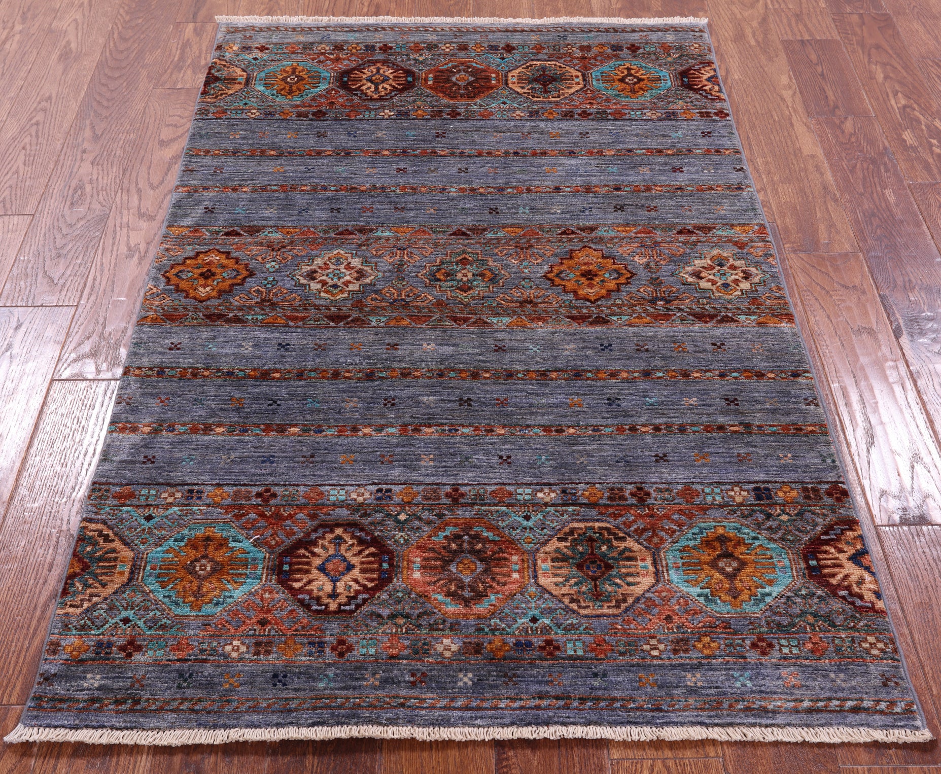 Khorjin Persian Gabbeh Hand Knotted Wool Rug - 3' 4" X 5' 1" - Golden Nile