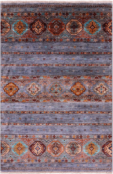 Khorjin Persian Gabbeh Hand Knotted Wool Rug - 3' 4" X 5' 1" - Golden Nile