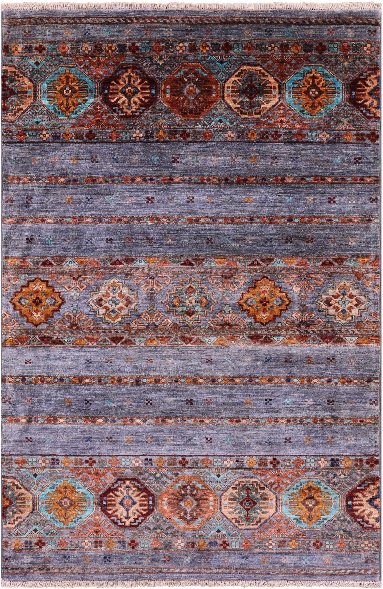 Khorjin Persian Gabbeh Hand Knotted Wool Rug - 3' 4" X 5' 1" - Golden Nile