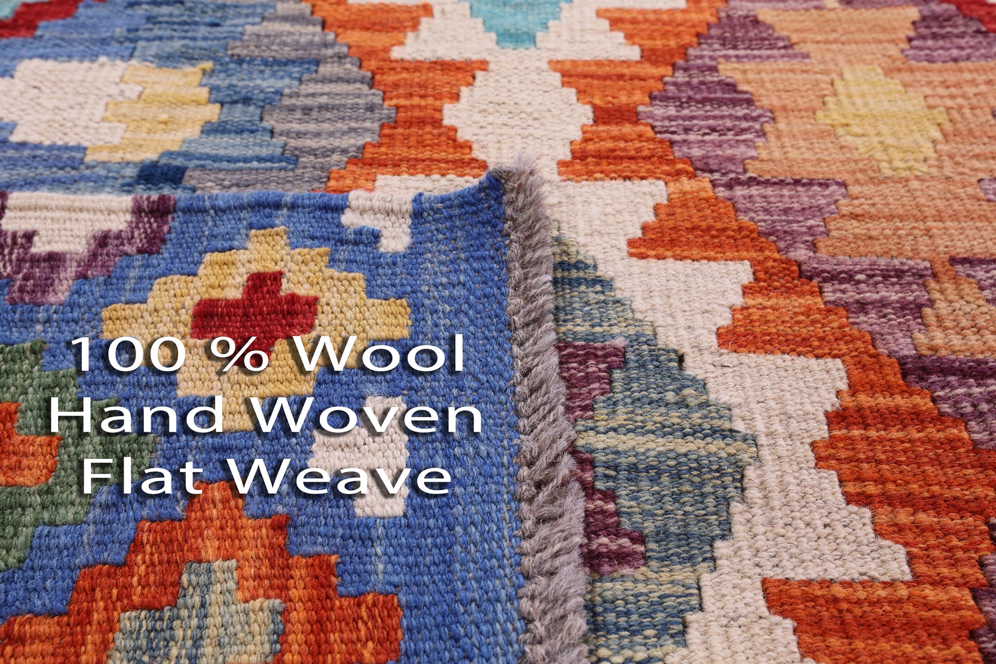 Reversible Kilim Flat Weave Wool On Wool Rug - 6' 11" X 9' 8" - Golden Nile