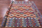 Reversible Kilim Flat Weave Wool On Wool Rug - 6' 11" X 9' 8" - Golden Nile