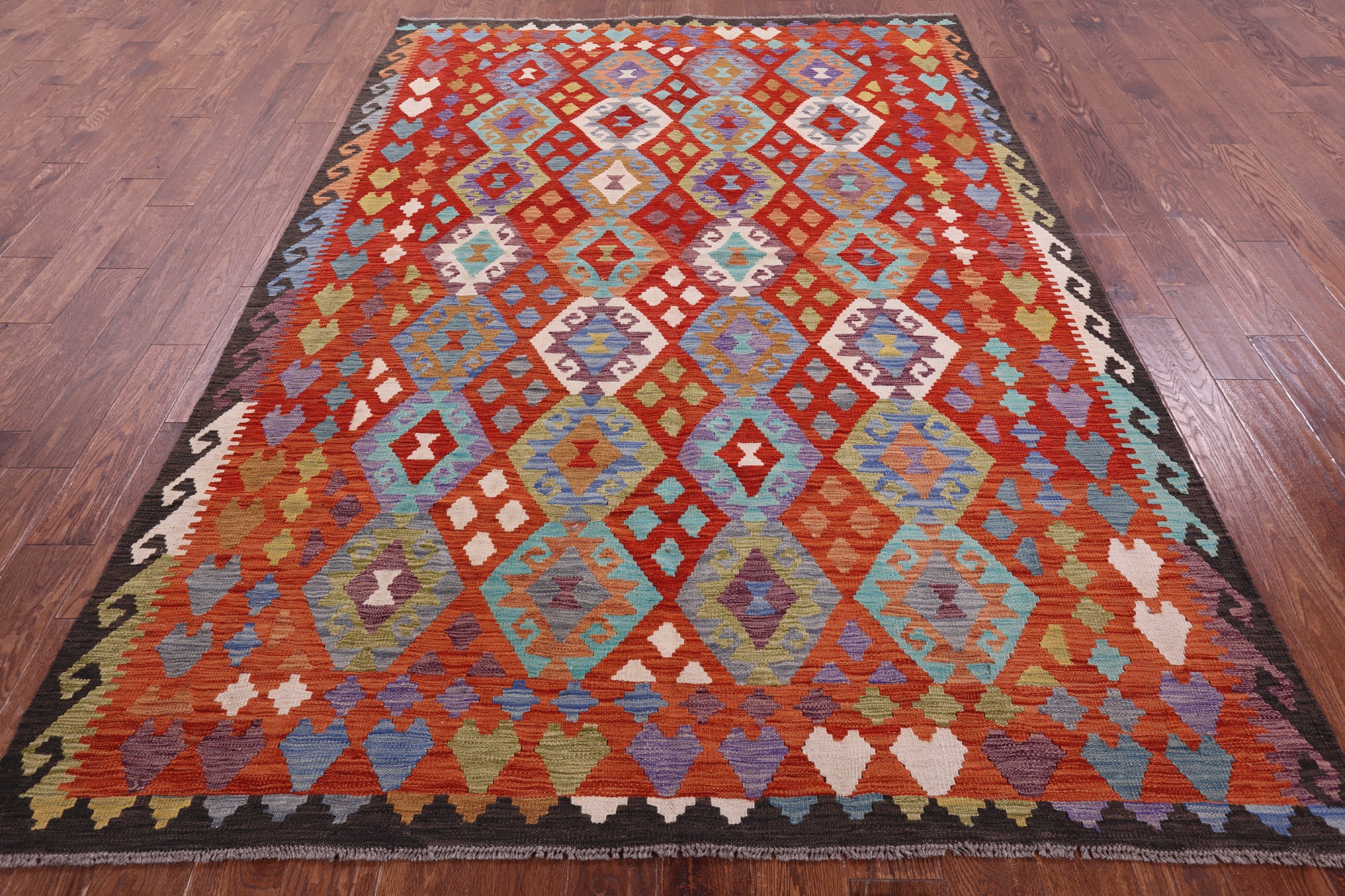 Reversible Kilim Flat Weave Wool On Wool Rug - 6' 6" X 9' 5" - Golden Nile