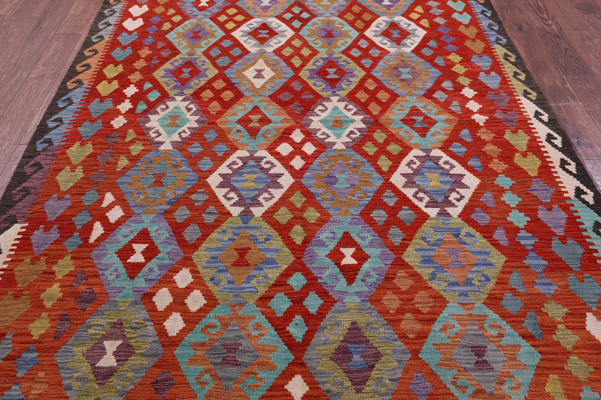 Reversible Kilim Flat Weave Wool On Wool Rug - 6' 6" X 9' 5" - Golden Nile