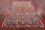 Reversible Kilim Flat Weave Wool On Wool Rug - 6' 10" X 9' 9" - Golden Nile