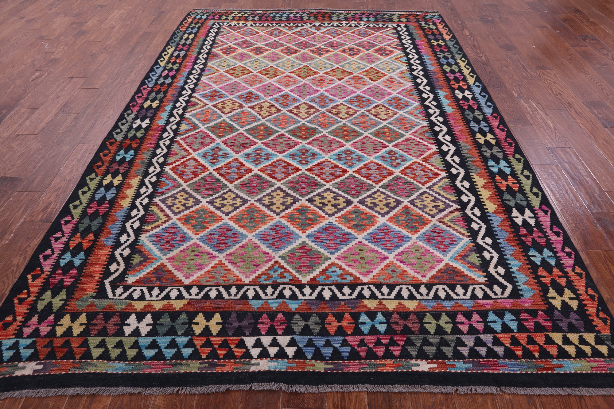 Reversible Kilim Flat Weave Wool On Wool Rug - 7' 1" X 10' 4" - Golden Nile