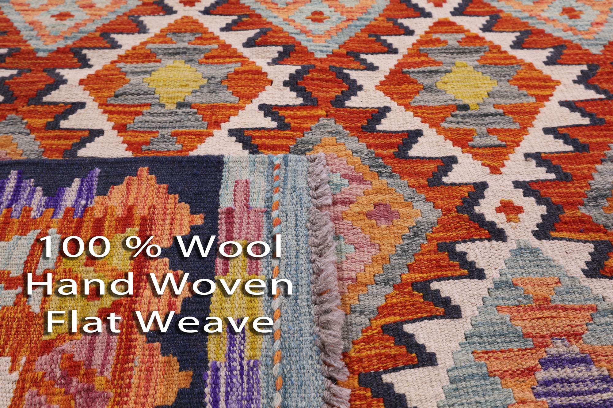 Reversible Kilim Flat Weave Wool On Wool Rug - 6' 8" X 10' 0" - Golden Nile