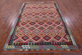 Reversible Kilim Flat Weave Wool On Wool Rug - 6' 7" X 9' 4" - Golden Nile