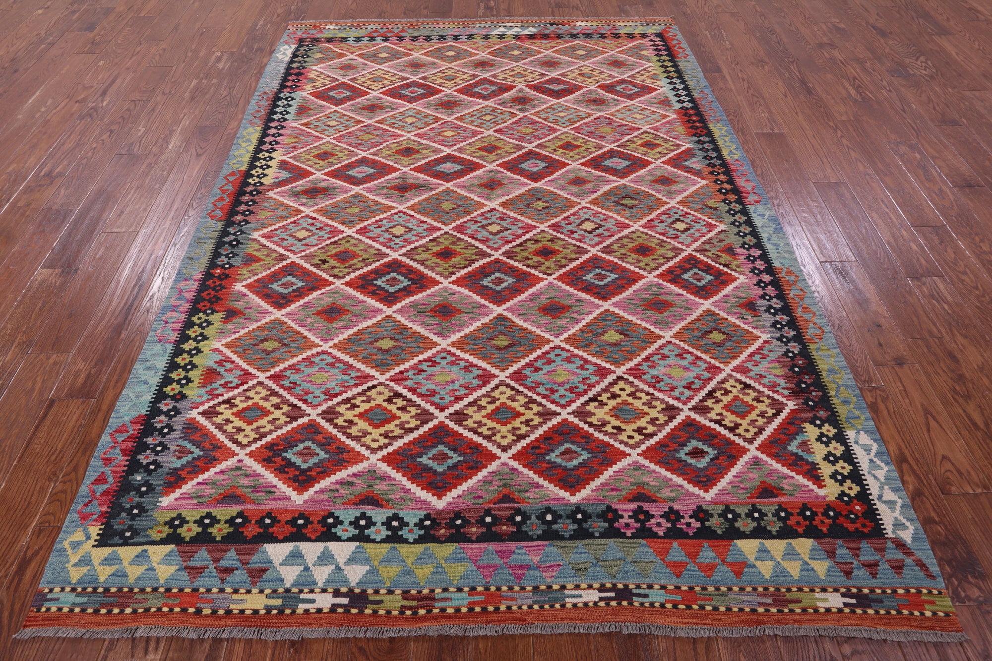 Reversible Kilim Flat Weave Wool On Wool Rug - 6' 7" X 9' 4" - Golden Nile
