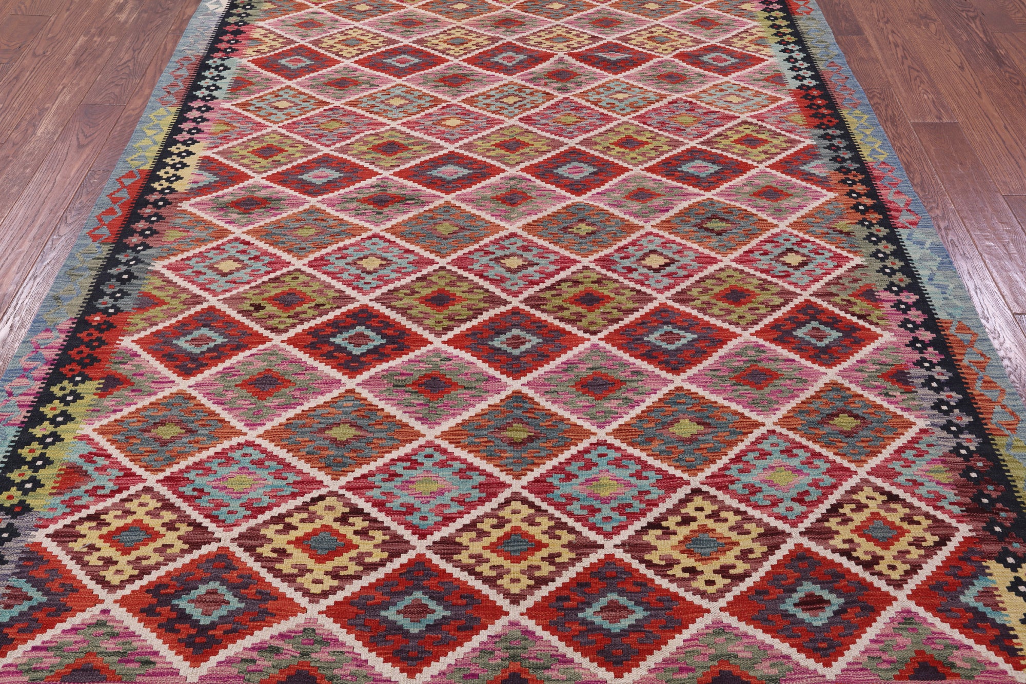 Reversible Kilim Flat Weave Wool On Wool Rug - 6' 7" X 9' 4" - Golden Nile
