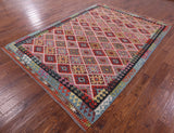 Reversible Kilim Flat Weave Wool On Wool Rug - 6' 7" X 9' 4" - Golden Nile