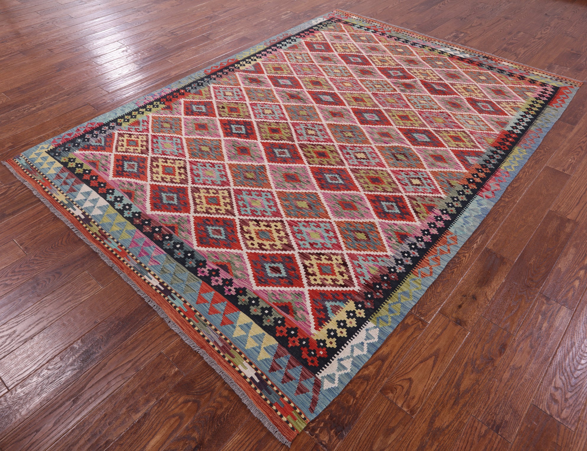 Reversible Kilim Flat Weave Wool On Wool Rug - 6' 7" X 9' 4" - Golden Nile