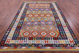 Reversible Kilim Flat Weave Wool On Wool Rug - 6' 8" X 9' 9" - Golden Nile