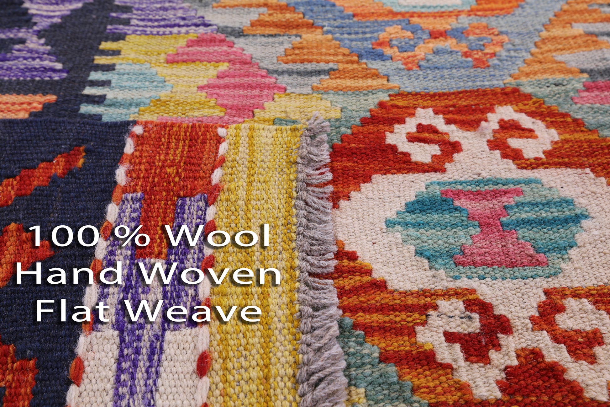 Reversible Kilim Flat Weave Wool On Wool Rug - 6' 8" X 9' 9" - Golden Nile