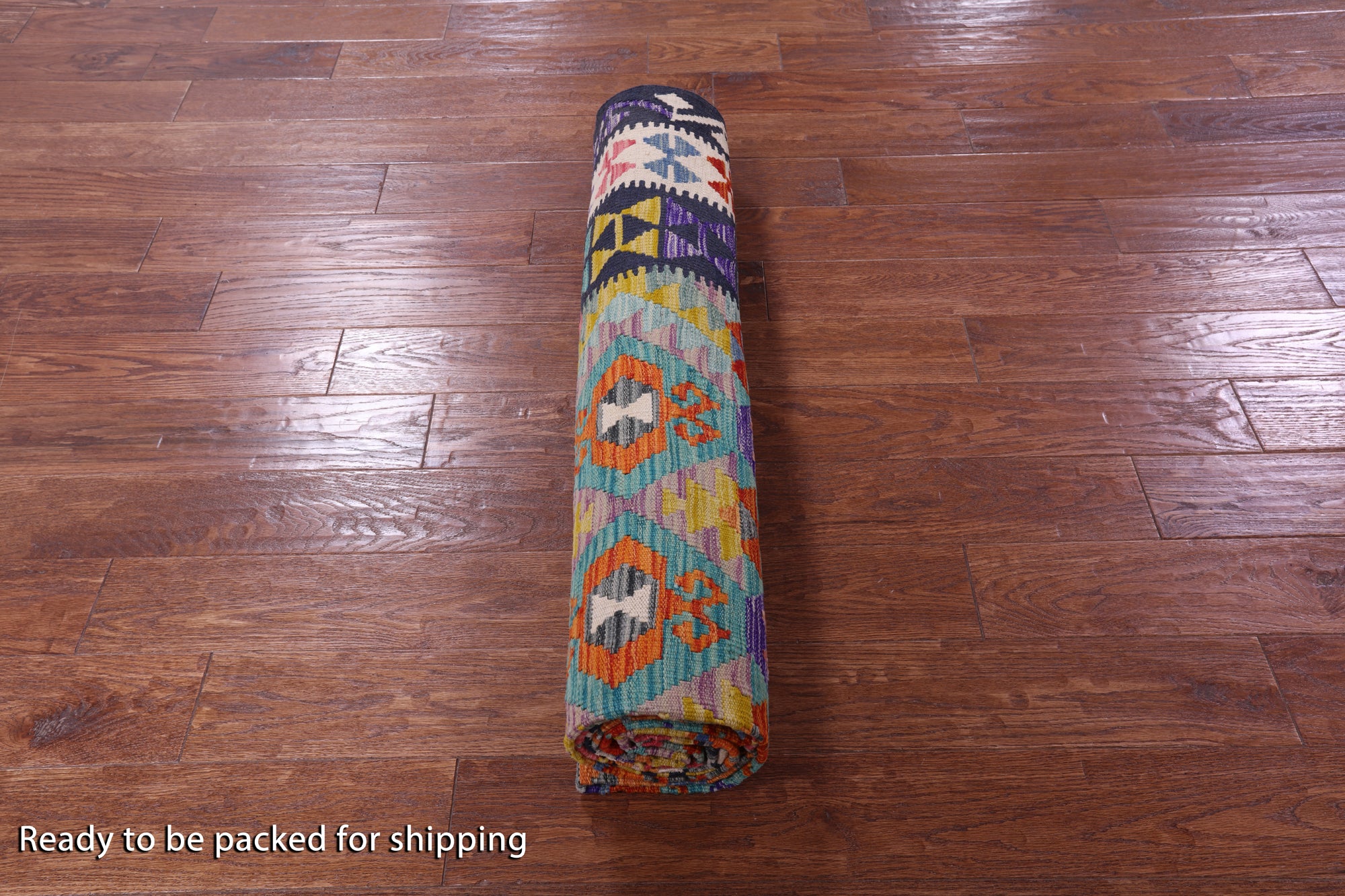 Reversible Kilim Flat Weave Wool On Wool Rug - 6' 8" X 9' 9" - Golden Nile