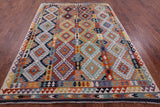 Reversible Kilim Flat Weave Wool On Wool Rug - 6' 7" X 9' 5" - Golden Nile
