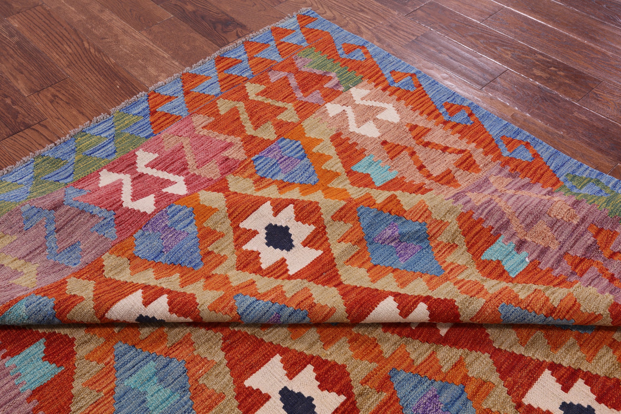 Reversible Kilim Flat Weave Wool On Wool Rug - 6' 7" X 9' 4" - Golden Nile